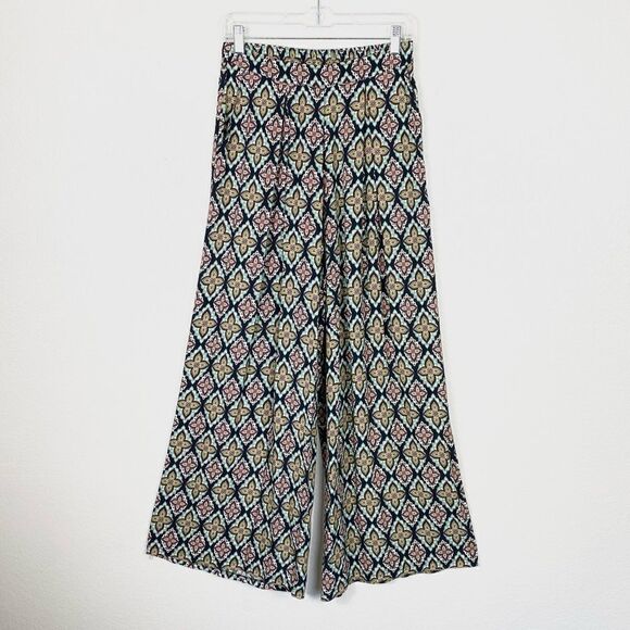 Motivi Navy Geometric Floral Wide Leg Palazzo Pants - Picture 2 of 7